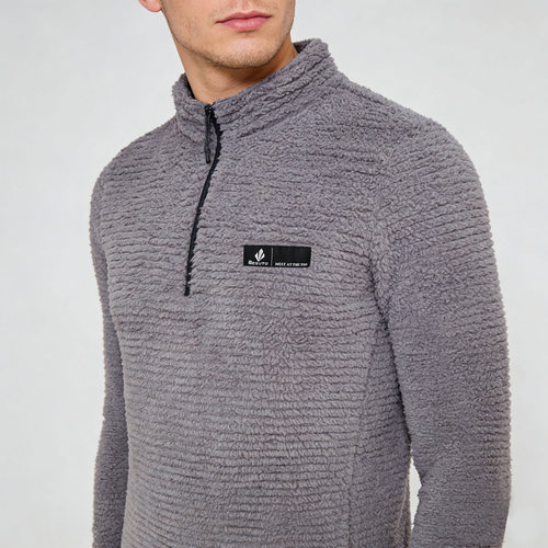 P棉绒保暖透气抓绒半拉链中间层