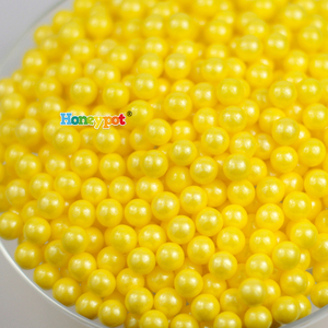 10mm黄色珠光珍珠糖豆酸酸果糖果创意婚庆烘焙糕点甜品装饰糖果