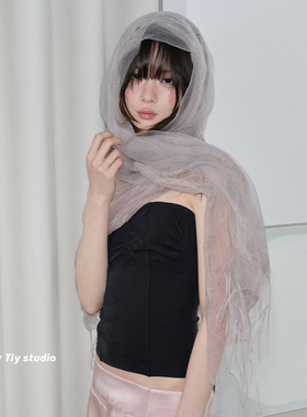 feytiy 清冷暮霭 水雾感3层丝巾 日本专柜平替春夏百搭纯色薄披肩