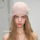 手工珍珠花针织帽复古个性 feytiy 韩国设计师款 镂空包头帽冷帽女