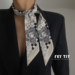 扎头发绑包包丝带装 饰领巾飘带 ins韩版 超美丝巾发带春秋季