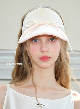 feytiy 芭蕾风复古运动风拼色空顶帽女夏季防紫外线遮阳防晒帽