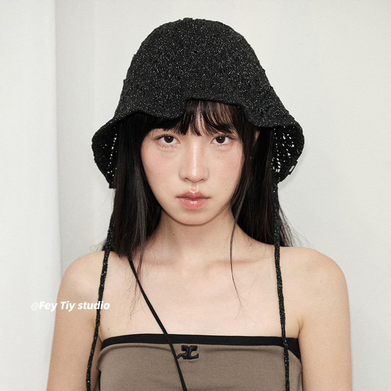 小众设计系带盆帽y2k渔夫包头帽