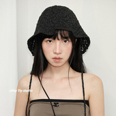 feytiy 小众设计系带盆帽y2k渔夫帽包头帽女春夏个性 毛线薄针织帽