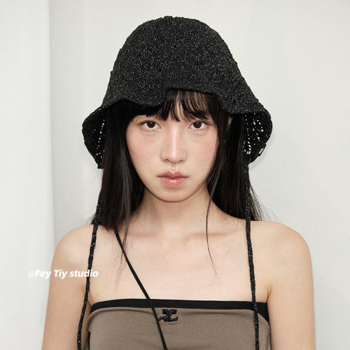 小众设计系带盆帽y2k渔夫包头帽