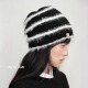 feytiy 帽形很好 黑白条纹包头帽时髦复古秋冬保暖毛线帽大头冷帽