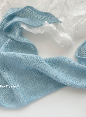 feytiy 云朵手感 高品质纯色三角巾秋冬百搭装饰保暖天蓝围脖披肩