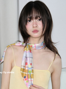 feytiy 甜品时刻！古早日杂感原创丝巾包头头巾音乐节装饰方巾女