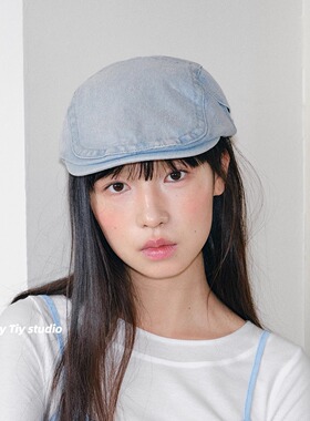 feytiy [5个蝴蝶结] 牛仔前进帽女 春夏贝雷帽大头围百搭显脸小帽