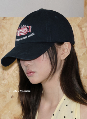 feytiy 显白藏蓝 美式复古字母刺绣棒球帽百搭显脸小鸭舌帽男女