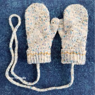 加厚保暖 挂脖手套含羊毛花纱针织包手套女冬季 feytiy 可爱雪花