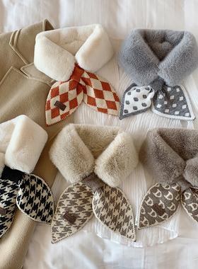 FEY TIY  冬季文艺风松软细腻毛毛围巾 百搭保暖仿兔毛假领子围脖