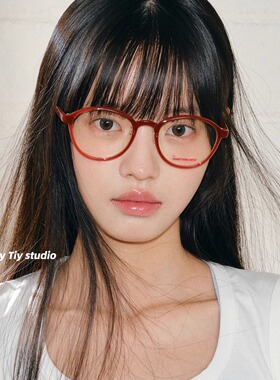 feytiy 复古时髦 超轻书呆子平光眼镜素颜装饰红色圆脸眼镜防蓝光