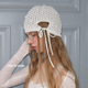 feytiy 韩国设计师25ss手工纯棉针织帽玫瑰花复古个性 镂空包头帽