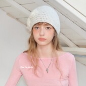 时髦复古秋冬新款 feytiy 纯手工钩花针织帽冷帽女 百搭毛线包头帽