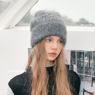 FeyTiy羊驼毛高端品质针织帽纯色经典 秋冬保暖毛线帽女冷帽显脸小