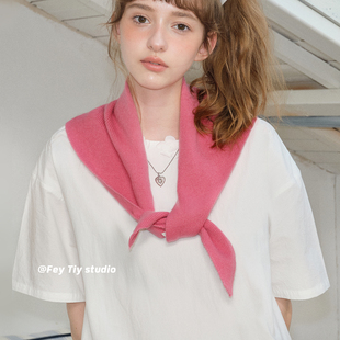feytiy 定制柔软秋冬三角巾保暖百搭时髦复古 含50羊毛针织小围巾