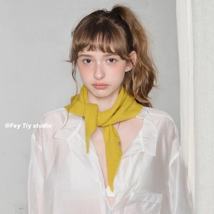 feytiy 纯羊毛三角巾 2025秋冬定制新色针织小围巾纯色百搭保暖韩