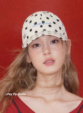 feytiy 时髦复古波点棒球帽 新款百搭显脸小鸭舌帽大头围可调节韩