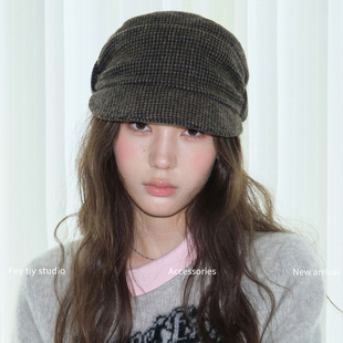 feytiy 羊毛呢马术帽 时髦复古英伦气质鸭舌帽显脸小秋冬骑士帽女