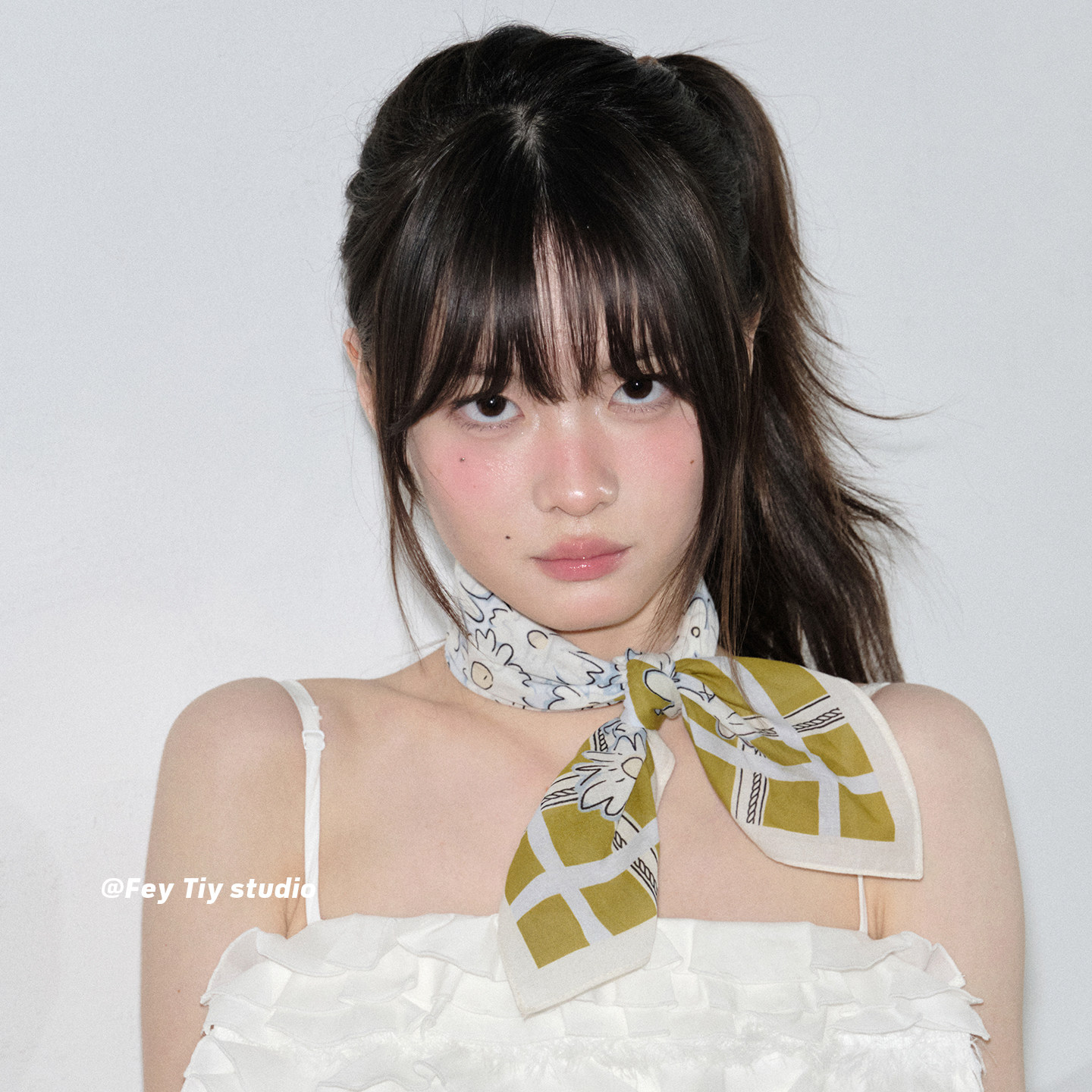 feytiy 英国雏菊纯棉小方巾春夏百搭装饰氛围感丝巾女包头巾韩版