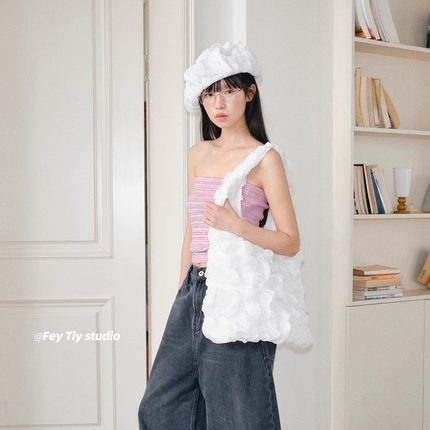feytiy 小众设计泡芙帽+泡芙包包套装时髦少女蓓蕾帽单肩托特包包