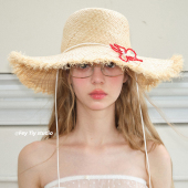 小花串珠防晒草帽度假风太阳帽女遮阳夏季 feytiy 天然拉菲草 百搭