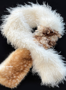 feytiy 小鹿点点 设计感毛毛围脖时髦复古冬季仿皮草保暖百搭围巾