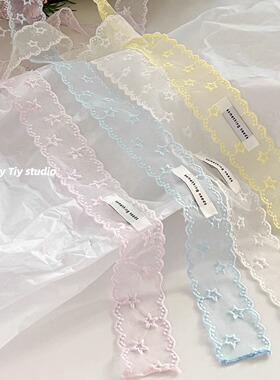 feytiy 定制 星星蕾丝 时髦长条丝巾少法式春夏百搭装饰飘带发带