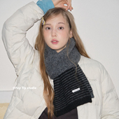 feytiy 围脖男女 百搭条纹拼色针织围巾冬季 温暖包裹感 软糯厚实