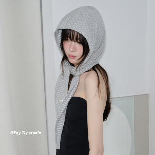 春季 设计巴法套头帽女 时髦领巾连帽休闲围脖帽子 首尔新款 feytiy