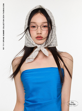 feytiy 波点多功能方巾/裹胸/头巾绑发/系腰带装饰丝巾女韩系棉麻