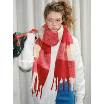 英伦经典冬天氛围感羊毛格子围巾