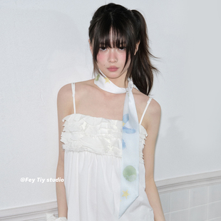 feytiy 原创设计百搭丝巾绑发发带飘带女春夏新款 装 饰 青苹果乐园
