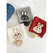 feytiy 秋冬保暖仿羊绒少女可爱毛线围脖韩 手工兔子毛球针织围巾