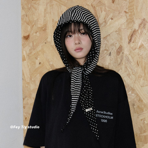 双面时髦复古巴法帽个性连帽领巾