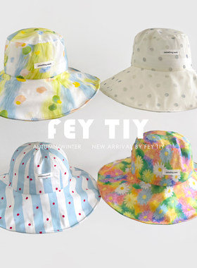 夏日花花girl定制大檐防晒帽出游