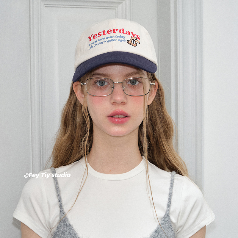 纯棉透气大头围弯檐刺绣棒球帽