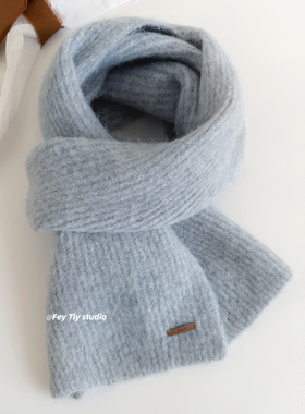 feytiy 柔焦感 AIM含羊毛纯色针织围巾男女情侣冬季保暖百搭围脖