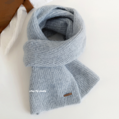 柔焦感AIM含羊毛纯色针织围巾