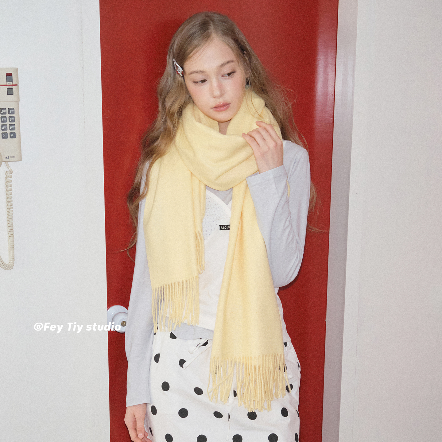 feytiy 香草奶黄 柔软加大加厚围巾披肩女两用秋冬季保暖纯色百搭