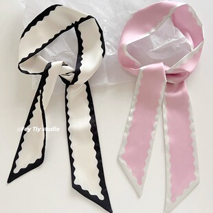 飘带发带25春夏新款 简约双面小丝巾女 领巾韩ins 甜美松弛 feytiy