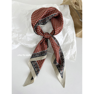 枣红男女 秩序感复古丝巾三角巾百搭两用春秋新款 feytiy 几何图腾