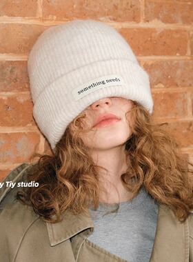 feytiy 含羊毛保暖毛线帽高品质秋冬大头围显脸小护耳针织冷帽女