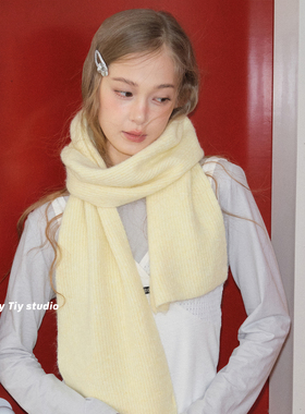 feytiy 奶呼呼蜂蜜乳酪球~冬季含羊毛纯色围巾氛围感披肩保暖围脖