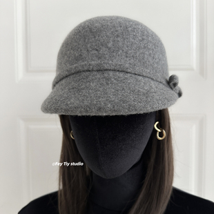 feytiy 纯羊毛 甜酷感 羊毛呢气质圆顶礼帽马术帽骑士帽秋冬百搭
