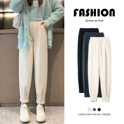 休闲裤高腰灯芯绒雪尼尔运动裤