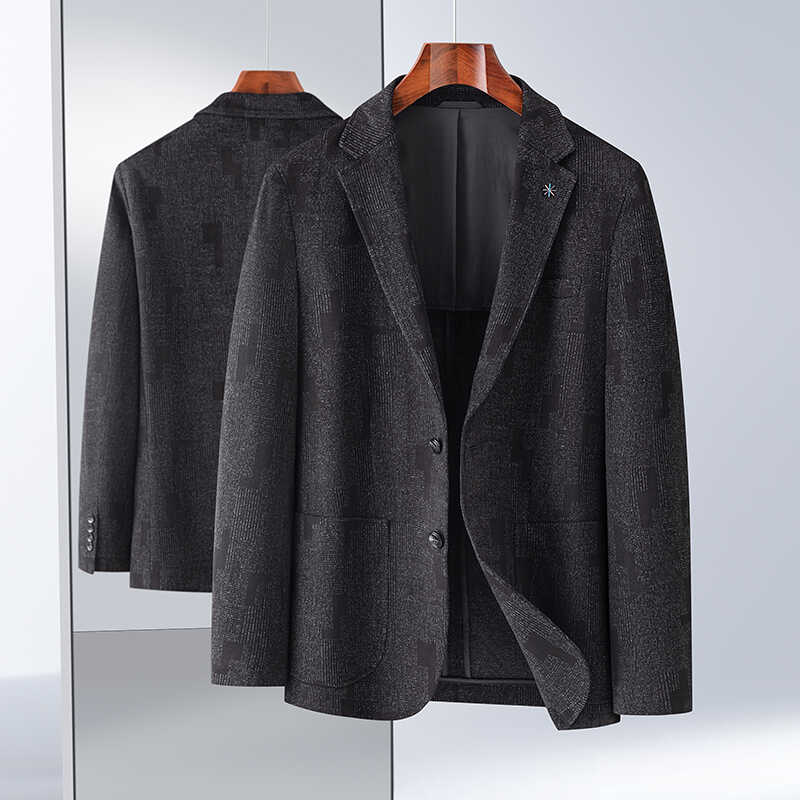 一线撤柜撤标2024年秋季男新款不规则图案时尚条纹休闲西服外套