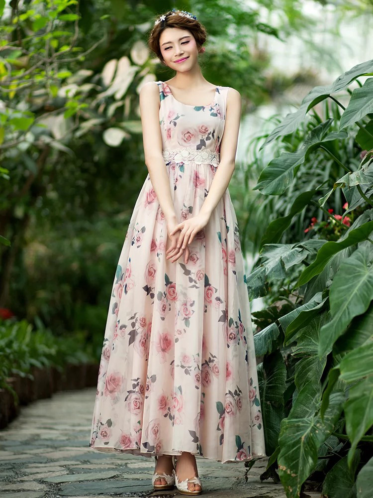 美妃连衣裙夏天收腰显瘦长裙大摆连衣裙