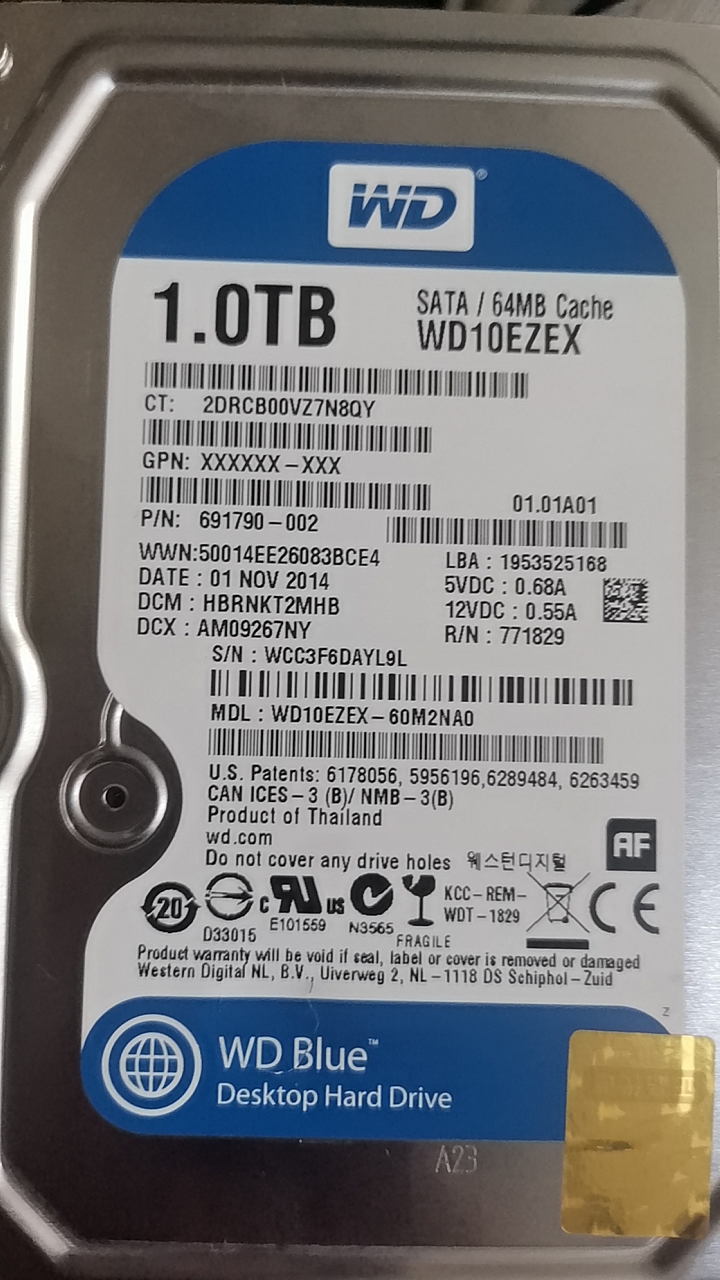 WD10EZEX-60M2NA0 2060-771829-005敲盘异响盘片划伤网站数据恢复